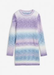 Sukienka dzianinowa w cieniowanym kolorze. Fioletowe sukienki dla dziewczynek bonprix, bez wzorów, z dzianiny, eleganckie, bez ramiączek. Za 109.99 zł.