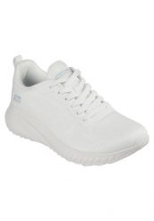 Buty do chodzenia damskie Skechers 117209SAGE. Białe obuwie sportowe damskie Skechers, bez wzorów, z materiału, trekkingowe. Za 260.99 zł.