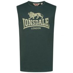Tank top Lonsdale Regular Fit Clopton. Zielone t-shirty męskie Lonsdale, bez wzorów, eleganckie, bez kołnierzyka. Za 120.50 zł.