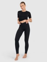 4F Legginsy do jogi i pilatesu szybkoschnące damskie - czarne M. Czarne legginsy damskie 4f, l, bez wzorów, z dzianiny. Za 169.99 zł.