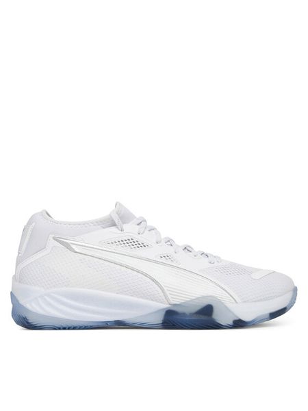 Puma Buty halowe Eliminate Nitro Sqd 4 108438 02 Biały. Białe buty sportowe męskie Puma, z materiału, bez zapięcia. Za 449.99 zł.