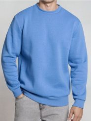 Bluza crewneck z domieszką bawełny - niebieski. Niebieskie bluzy męskie Sinsay, l, bez wzorów, z bawełny, bez kaptura. Za 29.99 zł.