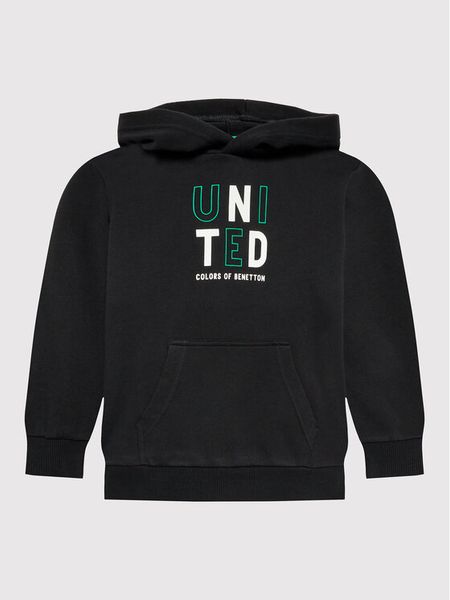 United Colors Of Benetton Bluza 3J68C200V Czarny Regular Fit. Czarne bluzy dla chłopców United Colors Of Benetton, bez wzorów, z bawełny, bez ramiączek, bez kaptura. Za 99.99 zł.