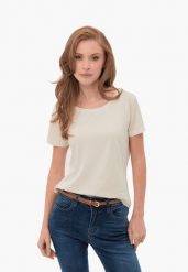 Elastyczna koszulka basic T-ANA. Białe t-shirty damskie Volcano, m, bez wzorów, z bawełny, eleganckie, bez kołnierzyka. Za 59.99 zł.