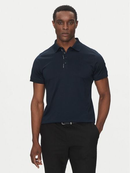 KARL LAGERFELD Polo 745007 552200 Granatowy Regular Fit. Niebieskie koszulki polo męskie KARL LAGERFELD, m, bez wzorów, z bawełny, bez ramiączek. Za 339.99 zł.
