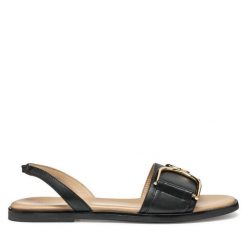 Sandały Geox. Czarne sandały damskie Geox, bez wzorów, bez obcasa, na płaskiej podeszwie, bez zapięcia. Za 339.99 zł.