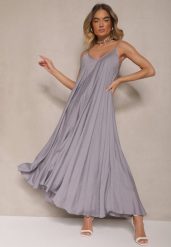Niebieska Wiskozowa Sukienka o Rozkloszowanym Kroju Ozdobiona Cyrkoniami Tosnaria. Niebieskie sukienki damskie Renee, l, bez wzorów, z wiskozy, eleganckie, bez kołnierzyka, bez ramiączek, maxi, rozkloszowane. Za 89.99 zł.