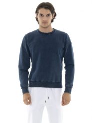 Leone Denim Bluzy męskie z okrągłym dekoltem i wciąganym kołnierzem. Niebieskie bluzy męskie LEONE 1947 APPAREL, m, bez wzorów, z denimu, bez kaptura. Za 328.38 zł.
