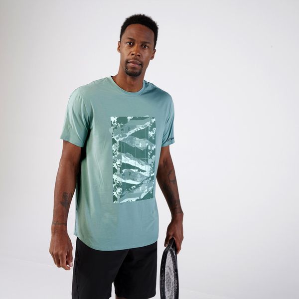 Koszulka tenisowa męska Artengo Soft. Zielone koszulki sportowe męskie KUIKMA, l, bez wzorów, z bawełny, bez kołnierzyka, bez ramiączek, tenisowe. W wyprzedaży za 49.99 zł.