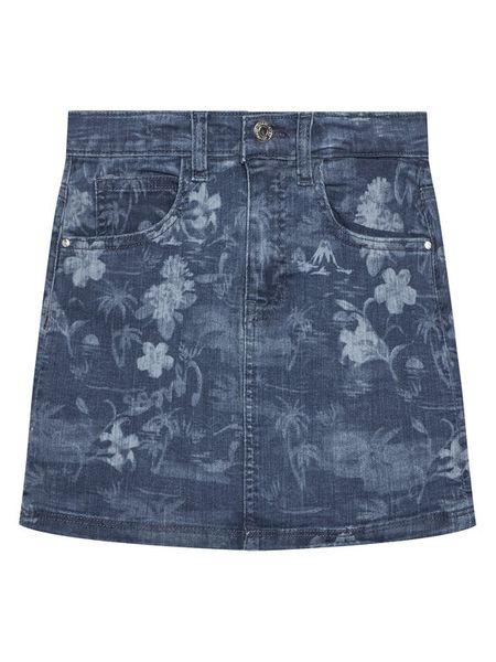 Guess Spódnica jeansowa J5GD06 D52V0 Granatowy Regular Fit. Niebieskie spódniczki dla dziewczynek Guess, z aplikacjami, z bawełny. Za 109.99 zł.