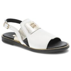Białe Sandały Armodo Eleganckie Obuwie Damskie. Białe klapki damskie Armodo, bez wzorów, ze skóry, bez obcasa, bez zapięcia. Za 319.00 zł.