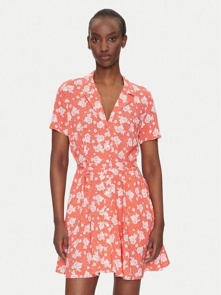 Tommy Jeans Sukienka koszulowa DW0DW21353 Pomarańczowy Relaxed Fit. Brązowe sukienki damskie Tommy Jeans, xs, bez wzorów, z jeansu, bez kołnierzyka, bez ramiączek, koszulowe. Za 299.99 zł.