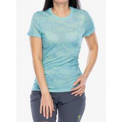Koszulka merino damska Smartwool Merino Short Sleeve Tee Boxed. Niebieskie koszulki sportowe damskie Smartwool, bez wzorów, bez kołnierzyka, bez ramiączek. Za 287.99 zł.