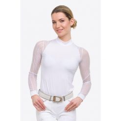 Koszulka do zawodów jeździeckich damska Contessa. Białe t-shirty i topy dla dziewczynek CAVALLIERA, bez wzorów, z koronki, bez ramiączek. Za 352.00 zł.