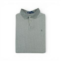 Second life - Koszulka polo męska z krótkim rękawem szara - Stan dobry. Szare buty sportowe męskie Ralph Lauren, bez zapięcia, na golfa. Za 97.25 zł.