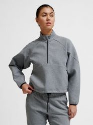 Bluza damska z zamkiem 1/2 Hummel Tech. Szare bluzy damskie Hummel, l, bez wzorów, z bawełny, bez kaptura. Za 308.55 zł.