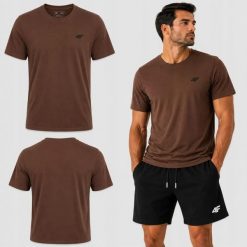 4F T-SHIRT MĘSKI KOSZULKA BAWEŁNIANA KOLEKCJA LIMITOWANA M3948 SS26. Brązowe t-shirty męskie 4f, m, bez wzorów, z bawełny, sportowe, bez kołnierzyka. Za 54.99 zł.