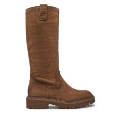 Kozaki Tamaris. Brązowe kozaki damskie Tamaris, bez obcasa, na płaskiej podeszwie. Za 479.99 zł.