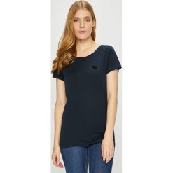 Jacqueline de Yong - Top. Czarne topy damskie Jacqueline de Yong, z bawełny, z okrągłym kołnierzem, z krótkim rękawem. W wyprzedaży za 24.90 zł.