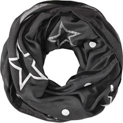 Szal koło z połyskującym nadrukiem bonprix czarny. Czarne szaliki i chusty damskie bonprix, z nadrukiem. Za 44.99 zł.