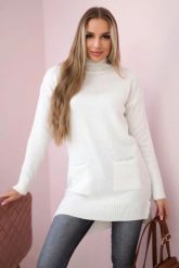 Sweter ze stójką ecru. Swetry damskie KESI, na zimę, l, bez wzorów, z wełny, klasyczne, bez kołnierzyka, plus size, bez ramiączek, bez kaptura. Za 178.78 zł.