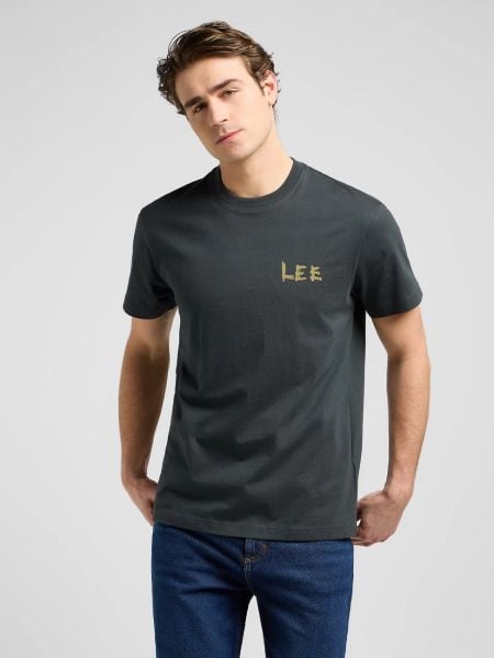 MESKA KOSZULKA LEE RELAXED GRAPHIC TEE WASHED BLACK 112370512. Czarne t-shirty męskie Lee, s, bez wzorów, bez kołnierzyka. Za 79.99 zł.