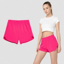 SPODENKI DZIEWCZĘCE 4F SZORTY KĄPIELOWE DZIECIĘCE RÓŻOWE. Czerwone spodenki dla dziewczynek 4f, bez wzorów, z materiału, sportowe. Za 29.00 zł.