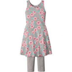 Sukienka + legginsy 3/4 (2 części) bonprix jasnoszary melanż z nadrukiem. Legginsy dla dziewczynek bonprix, melanż, bez rękawów. Za 49.99 zł.