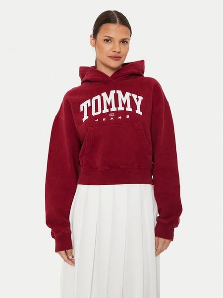 Tommy Jeans Bluza Varsity DW0DW19291 Czerwony Relaxed Fit. Czerwone bluzy damskie Tommy Jeans, xl, bez wzorów, z bawełny, bez kaptura. Za 559.99 zł.