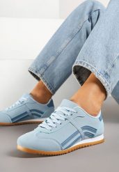 Niebieskie Sneakersy w Stylu Kultowych Tenisówek z Ozdobnymi Przeszyciami Wendiva. Niebieskie obuwie sportowe damskie Born2be, bez wzorów, z jeansu, tenisowe. Za 64.99 zł.