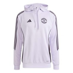 Bluza z kapturem Manchester United Tiro 25. Fioletowe bluzy męskie Adidas, m, bez wzorów, z kapturem. Za 247.50 zł.