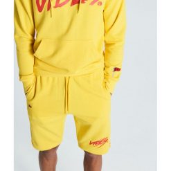Dresowe szorty Good vibes - Żółty. Żółte szorty męskie marki Cropp, bez wzorów, z dresówki. Za 69.99 zł.