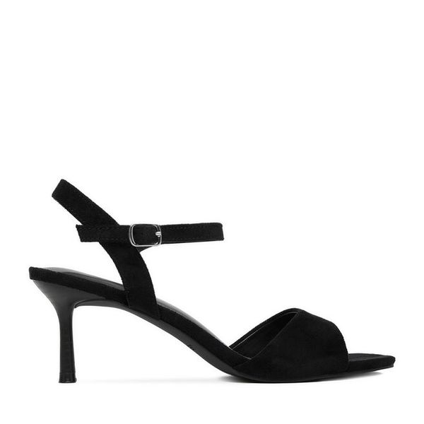 Sandały JENNY. Czarne sandały damskie Jenny, bez wzorów, bez obcasa, na szpilce, bez zapięcia. Za 129.99 zł.