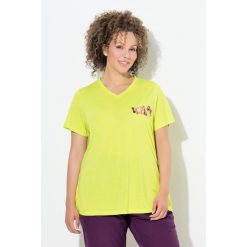 Damskie Bluzka funkcyjna Wild dekolt w szpic rękaw 1/2. Zielone t-shirty damskie Ulla Popken, plus size, bez wzorów, z materiału, bez kołnierzyka. Za 199.99 zł.