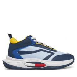 Sneakersy Tommy Hilfiger. Niebieskie trampki i tenisówki chłopięce Tommy Hilfiger, bez wzorów, bez zapięcia. Za 249.99 zł.