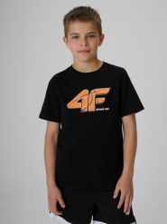 4F T-shirt regular z nadrukiem chłopięcy - czarny 146 (10-11 lat). Czarne t-shirty dla chłopców 4f, bez wzorów, z bawełny, bez ramiączek. Za 49.99 zł.