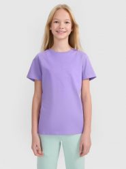 4F T-shirt regular z nadrukiem dziewczęcy - fioletowy 152 (11-12 lat). Fioletowe t-shirty i topy dla dziewczynek 4f, bez wzorów, z bawełny, bez ramiączek. Za 39.99 zł.