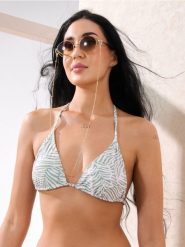 Wzorzysta góra od bikini - zielony. Zielone bikini damskie Sinsay, l, bez wzorów. W wyprzedaży za 9.99 zł.