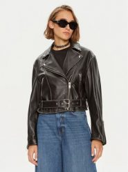 Weekend Max Mara Kurtka skórzana Saletta 2425446041 Czarny Standard Fit. Czarne kurtki damskie Weekend Max Mara, bez wzorów, ze skóry, bez kaptura. Za 2,399.00 zł.