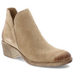 Botki damskie Armodo skórzane kowbojki z wycięciami po bokach i stabilnym obcasem beżowe, 60475 W.Cappucino. Brązowe kozaki damskie Armodo, bez obcasa. Za 409.00 zł.