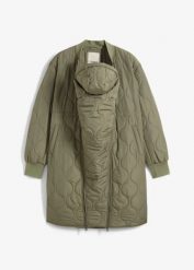 Lekki płaszcz ciążowy 3w1, z wstawką na nosidełko. Zielone kurtki damskie bonprix, bez wzorów, bez kaptura. Za 349.99 zł.