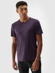 4F Koszulka treningowa regular szybkoschnąca męska - fioletowa L. Fioletowe koszulki sportowe męskie 4f, l, bez wzorów, z dzianiny, bez kołnierzyka, bez ramiączek, na fitness i siłownię. W wyprzedaży za 39.99 zł.