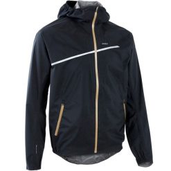 Kurtka do biegania w terenie przeciwdeszczowa męska Kiprun Run 500 Rain. Czarne kurtki męskie KIPRUN, l, bez wzorów, z materiału, sportowe, bez kaptura. W wyprzedaży za 199.99 zł.