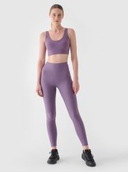 4F Legginsy treningowe z wysokim stanem damskie - fioletowe XL. Fioletowe legginsy damskie 4f, s, bez wzorów, z dzianiny, z podwyższonym stanem, na fitness i siłownię. W wyprzedaży za 79.99 zł.