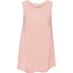 Top z plisą guzikową z tyłu bonprix łososiowo-biel wełny w paski. Brązowe topy damskie bonprix, w paski, z wełny. Za 44.99 zł.