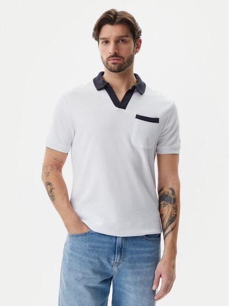 Guess Polo F5GP01 KC5Y1 Biały Regular Fit. Białe koszulki polo męskie Guess, m, z aplikacjami, z bawełny, bez ramiączek. Za 169.99 zł.