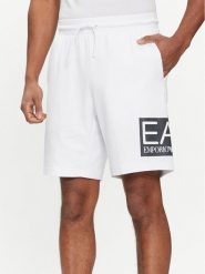 EA7 Emporio Armani Szorty sportowe 3DPS63 PJ05Z 1100 Biały Regular Fit. Białe krótkie spodenki sportowe męskie EA7 Emporio Armani, m, bez wzorów, z bawełny. Za 379.99 zł.
