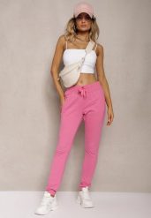 Fuksjowe Dresowe Spodnie o Klasycznym Fasonie z Gumką w Pasie Ivemia. Czerwone jeansy dla dziewczynek Renee, z dresówki, biznesowe, z podwyższonym stanem. Za 34.99 zł.