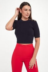 Sweter damski cropped ELISABETTA FRANCHI. Swetry damskie Elisabetta Franchi, bez wzorów, bez kołnierzyka, bez ramiączek, bez kaptura. Za 1,289.00 zł.
