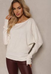 Jasnobeżowy Sweter z Lnem Oversize z Dekoltem w Łódkę Sassista. Brązowe swetry damskie Renee, m, bez wzorów, z jeansu, biznesowe, bez kołnierzyka, bez ramiączek, bez kaptura. Za 119.99 zł.